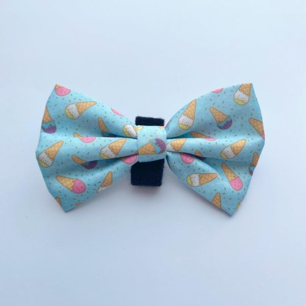 Dog Bow Tie | Ice Cream Design Bow Tie For Dog Collars | Blue Summer Scoops Haus of Woof UK Puppy Accessories