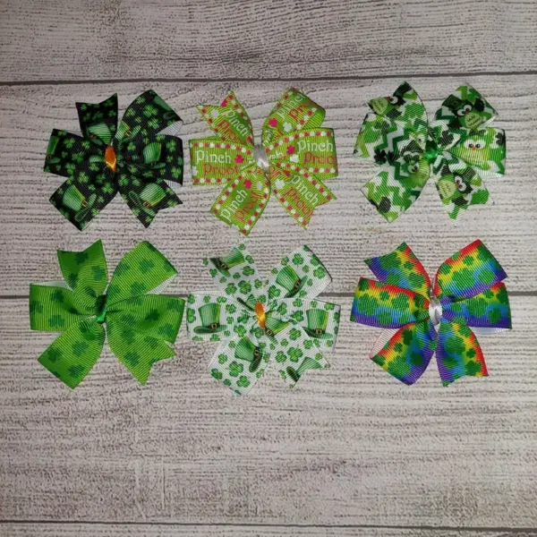 6 St Patrick's day pinwheel dog grooming collar bows
