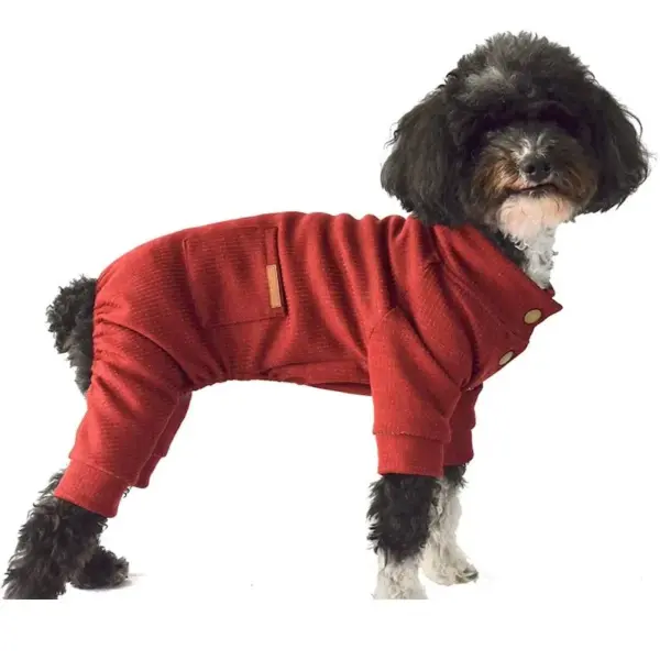 Burgundy Dog Onesie: Thermal Puppy Pajamas, Doggie Jumpsuit