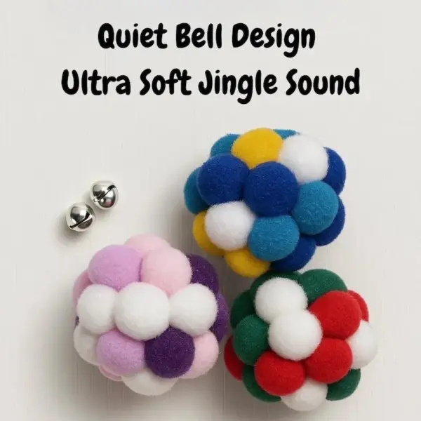 Gentle Bell Cat Toy Ball | Soft Pom Pom Cat Toys