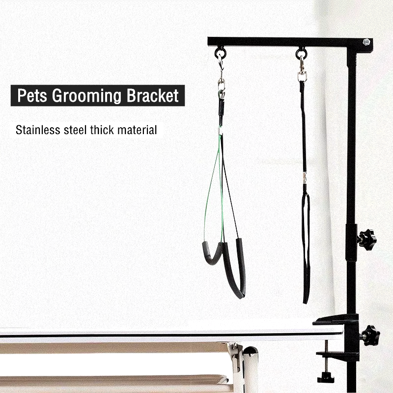 Pets Grooming Foldable Bracket with Sling Adjustable Steel Suspender Grooming Table Arm Support Dog Cat Holder for Bath Desk